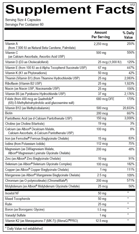 Alpha Base® Capsules w/ Iron supplement facts image
