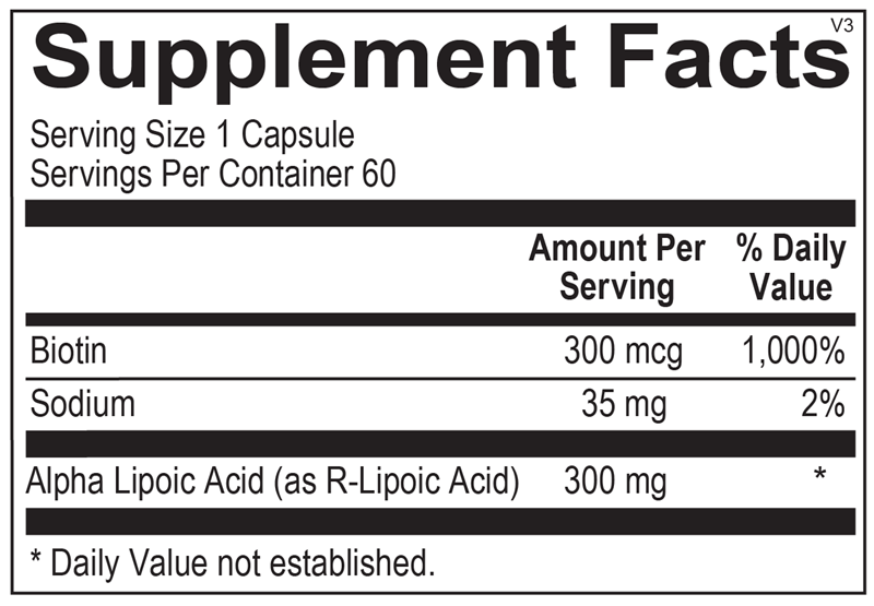 Lipoic Acid 300 mg supplement facts image