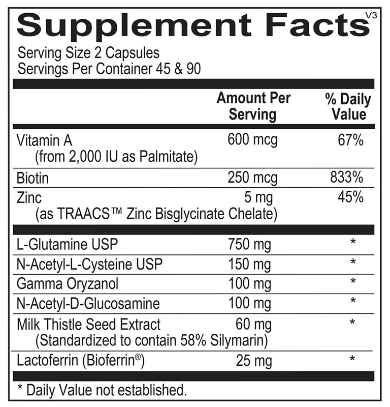 Mucosagen supplement facts image